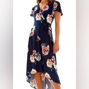 Navy Floral High Low Dress